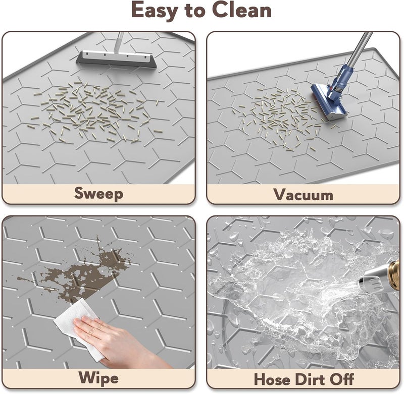 Garoopion Cat Mat for Litter Box, Large 34" X 22" Cat Litter Mat, Waterproof Silicone Pad for Floor, Gray - Image 5